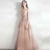 Cute tulle lace long A line prom dress evening dress - Thumbnail 6