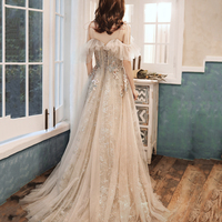 Champagne tulle sequins long prom dress evening dress - Thumbnail 5