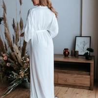 Sexy Bridal Gowns Women A-Line Wedding Dresses Long Sleeves Custom Made Satin Applique race Floor-length - Thumbnail 1