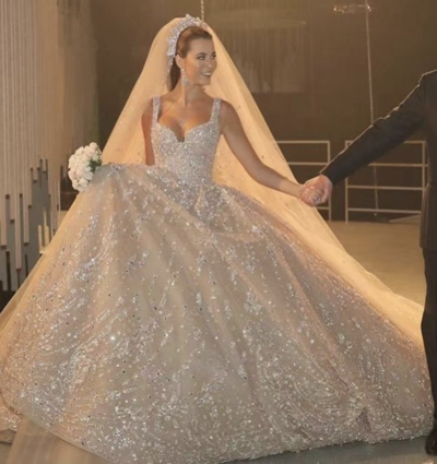 Straps Sparkly Wedding Dresses Bridal Gown