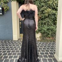 Sparkly Mermaid Ostrich Feather Black Sequins Long Prom Dress - Thumbnail 1