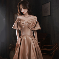 Lovely Bow Satin Long Ball Gown Formal Dress - Thumbnail 1