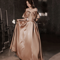 Lovely Bow Satin Long Ball Gown Formal Dress - Thumbnail 3