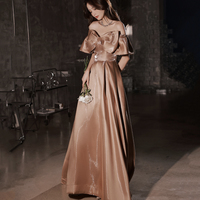 Lovely Bow Satin Long Ball Gown Formal Dress - Thumbnail 4