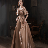 Lovely Bow Satin Long Ball Gown Formal Dress - Thumbnail 7