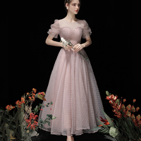 Pink tulle beads short prom dress A line homecoming dress - Thumbnail 4