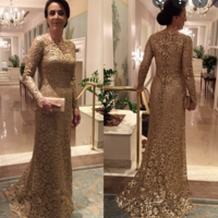 Mermaid Gold Lace Mother of the Bride Dresses,748 - Thumbnail 2
