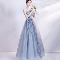 Cute tulle beads long prom dress A line evening dress - Thumbnail 3