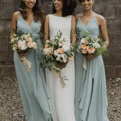 Bridesmaid dresses chiffon slit under 100