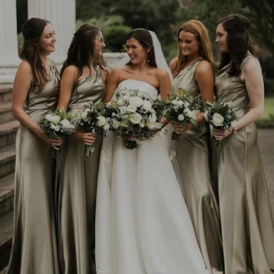One shoulder bridesmaid dresses under 100 floor length