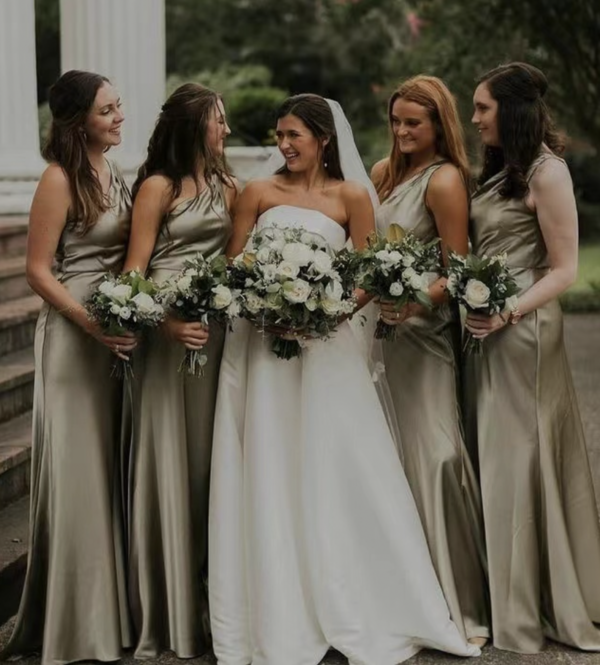 One Shoulder Bridesmaid Dresses under 100 Floor Length