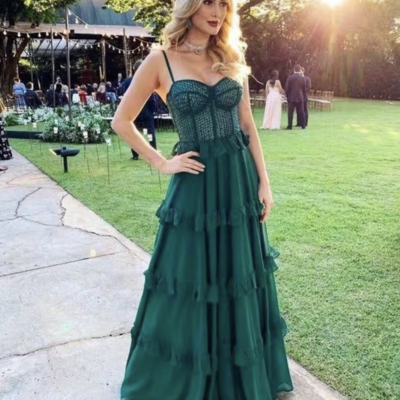 Green prom dresses spaghetti straps corset for party - Thumbnail 3