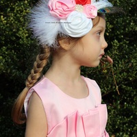 Rosette Flower and Feather Headband - Thumbnail 2