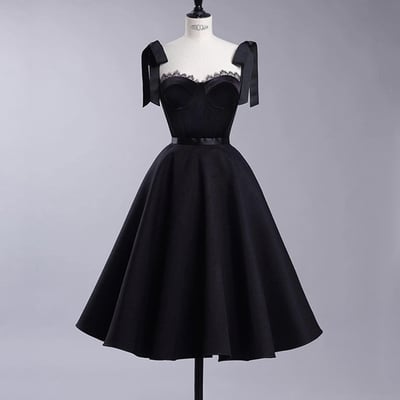 Black a line short prom dress a line homecoming dress - Thumbnail 3
