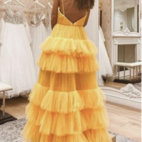 Prom Dresses Yellow  Floor Length Spaghetti Straps - Thumbnail 1