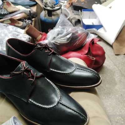 Cheap price black genuine leather customize split toe design lace up made on order shoes