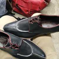 Cheap Price Black Genuine Leather Customize Split Toe Design Lace Up Made On Order Shoes - Thumbnail 1