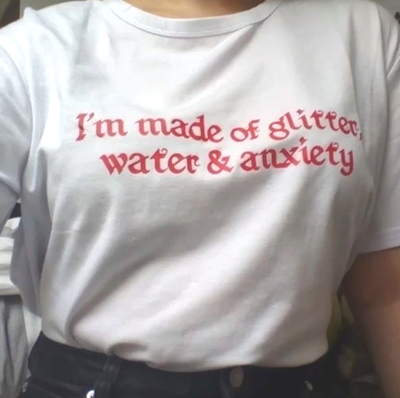 Free Shipping-"I'M MADE OF GLITTER,WATER ANXIETY" TEE