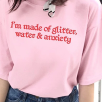 Free Shipping-"I'M MADE OF GLITTER,WATER ANXIETY" TEE - Thumbnail 1