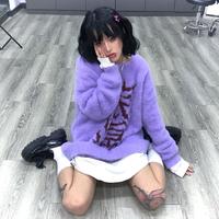 Japanese Women Sweater Harajuku Purple - Thumbnail 4