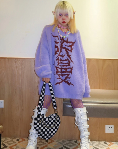 Japanese Women Sweater Harajuku Purple