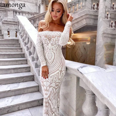 Off shoulder maxi white long dress