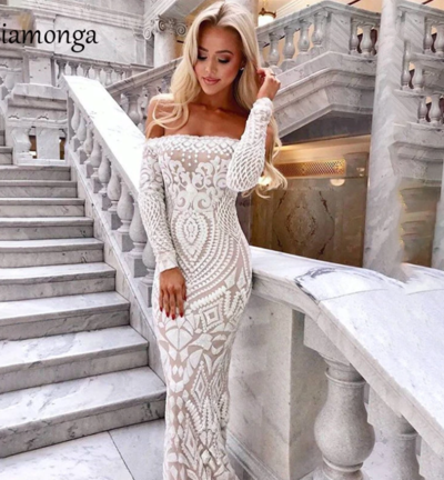 Off Shoulder Maxi White Long Dress