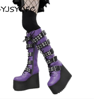 Punk Gothic Style Metal Rivets Platform