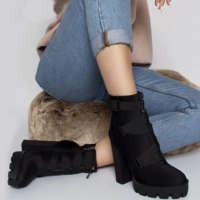 Women's Ankle Boots Woman Platform Zipper - Thumbnail 1
