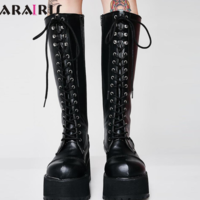 Female Street Cosplay Rivet Black Shoes Woman - Thumbnail 2