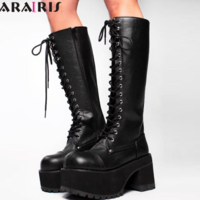 Female Street Cosplay Rivet Black Shoes Woman - Thumbnail 1