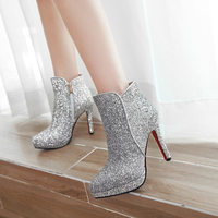 Autumn Winter High Heels Sexy Ankle Boots - Thumbnail 1
