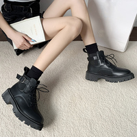 Fashion Buckle Thick Platform Ankle Boots - Thumbnail 3