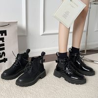 Fashion Buckle Thick Platform Ankle Boots - Thumbnail 4