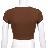 Brown Japanese Anime Cartoon Print Crop Top  - Thumbnail 6