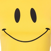 Cute Yellow Happy Smile Face Cartoon Print Short Sleeve Shirt Crop Top Summer Aesthetic Casual E-Girl Kawaii Korean Japanese Harajuku - Thumbnail 4