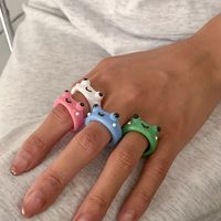 4pcs/set Colorful Acrylic Frog Chick Rings - Thumbnail 2