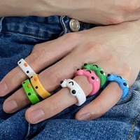 4pcs/set Colorful Acrylic Frog Chick Rings - Thumbnail 1