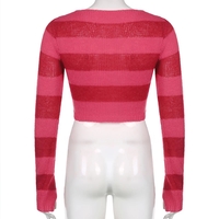 Cute Pink Heart Shape Hollow Out Long Sleeve O-neck Sweater Knit Pullover Aesthetic Casual E-Girl Kawaii Korean Japanese Harajuku - Thumbnail 2