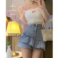Cute Sweet Lace Bow Sling Crop Top Sleeveless Shirt 90S Summer Aesthetic Casual E-Girl Kawaii Korean Japanese Harajuku - Thumbnail 2