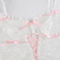 Cute Lace Mesh Patchwork Transparent Corset Camisole Ruffle Crop Top Sleeveless Shirt Summer Aesthetic Casual E-Girl Kawaii Korean Japanese Harajuku - Thumbnail 5