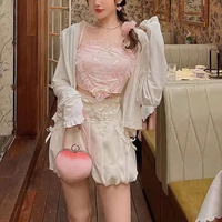 Cute Pink Lace Heart Frill Bustier Tank Crop Top Corset Summer Aesthetic Casual E-Girl Kawaii Korean Japanese Harajuku - Thumbnail 4