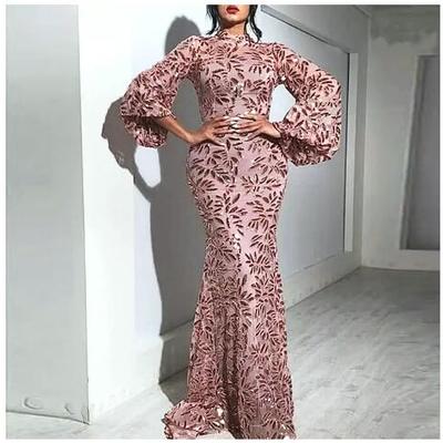 Sequined sexy mermaid prom dresses 2021 sparkly crystal beaded high neck long sleeve evening gowns women arabic special occasion dress formal wear