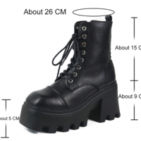 Chunky Heel Zipper Goth Motorcycle Boot - Thumbnail 5
