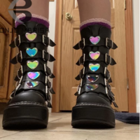 Chunky Heel Motorcycle Boots For Women  - Thumbnail 3