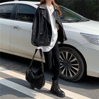 Black Loose Coat High Quality Casual Jacket - Thumbnail 4