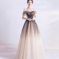 Cute tulle sequins long prom dress evening dress - Thumbnail 1