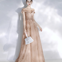 Stylish tulle sequins long prom dress evening dresses - Thumbnail 4