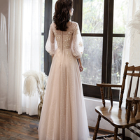 Cute tulle lace long prom dress A line evening dress - Thumbnail 6