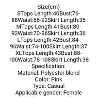 Cute 2pcs Pink Silk Halter Bear Cartoon Sleeveless Crop Top + Ruffle Mini Pleated Skirt Summer Aesthetic Casual E-Girl Kawaii Korean Japanese Harajuku - Thumbnail 6